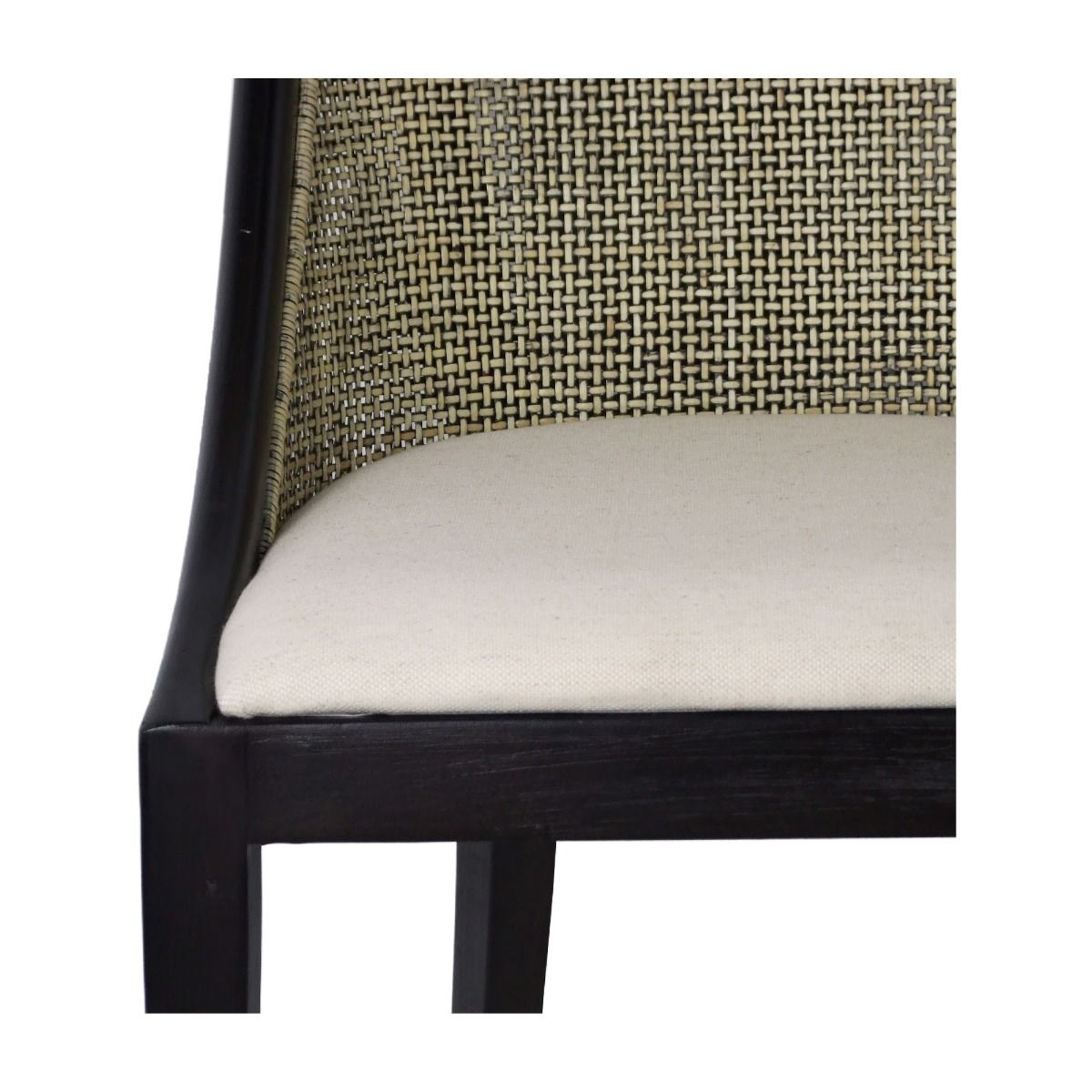 "Maldives" Hamptons Resort Style Rattan Dining Chair Blackwash with Black Mindi Timber Frame & Legs (RRP $499) - Image 2