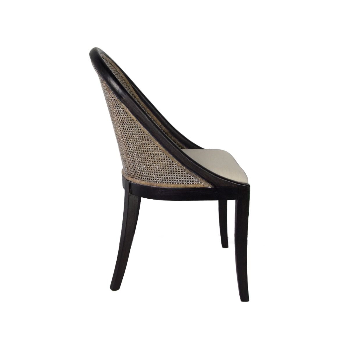 "Maldives" Hamptons Resort Style Rattan Dining Chair Greywash with Black Mindi Timber Frame & Legs (RRP $499) - Image 5