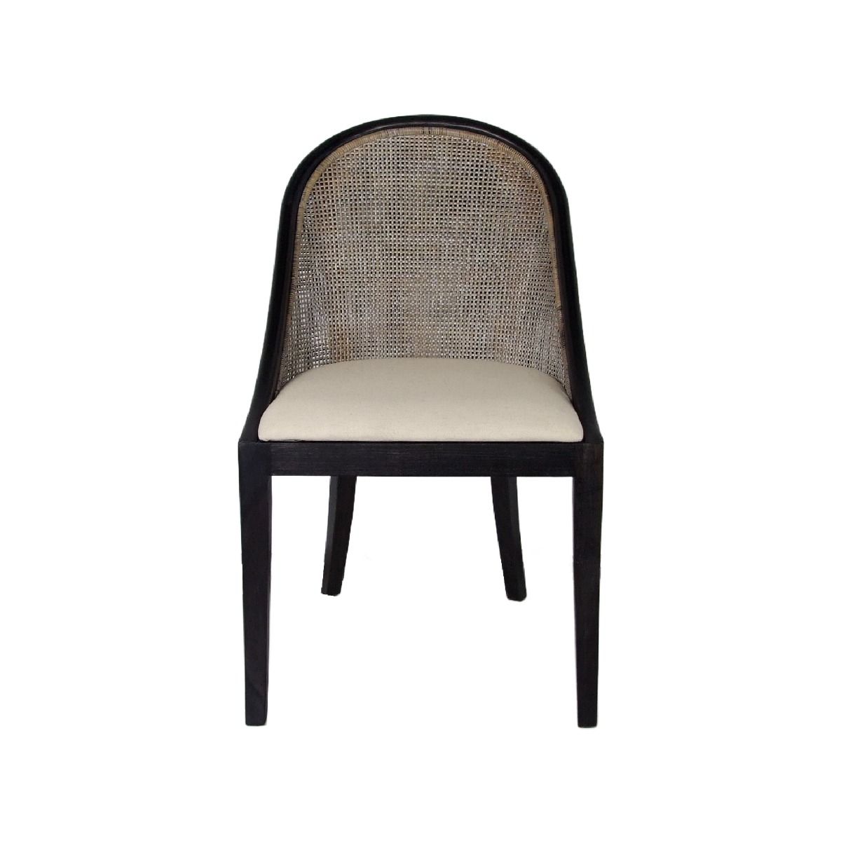 "Maldives" Hamptons Resort Style Rattan Dining Chair Greywash with Black Mindi Timber Frame & Legs (RRP $499) - Image 6