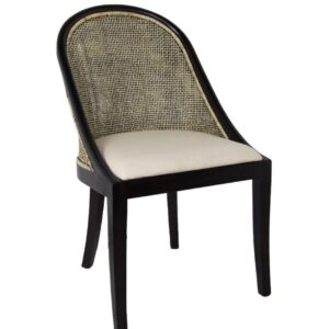 "Maldives" Hamptons Resort Style Rattan Dining Chair Blackwash with Black Mindi Timber Frame & Legs (RRP $499)