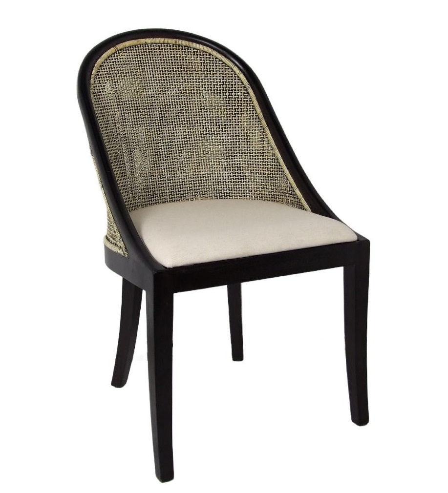 "Maldives" Hamptons Resort Style Rattan Dining Chair Blackwash with Black Mindi Timber Frame & Legs (RRP $499)