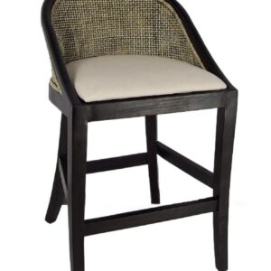 "Maldives" Hamptons Resort Style Barstool Blackwash Rattan with Black Timber Frame & Legs (RRP $549)