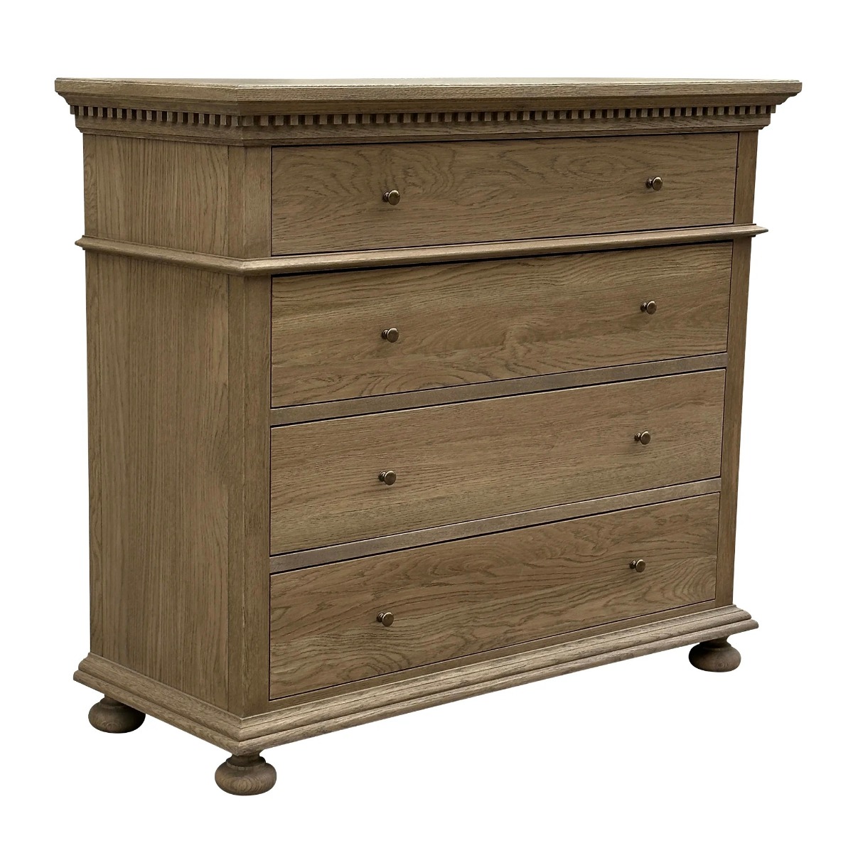 "South Hampton" Hamptons Style Solid Oak Timber 4 Drawer Tallboy, Dark Oak 125cmW x 50cmD x 110cmH (RRP $2799) - Image 2