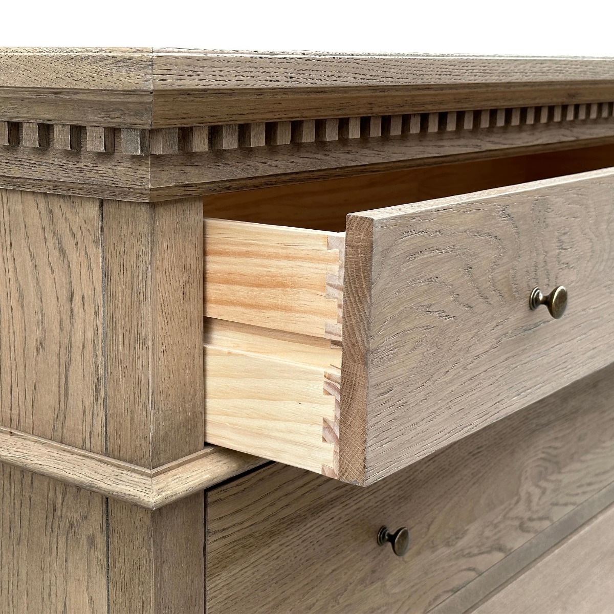 "South Hampton" Hamptons Style Solid Oak Timber 4 Drawer Tallboy, Dark Oak 125cmW x 50cmD x 110cmH (RRP $2799) - Image 4