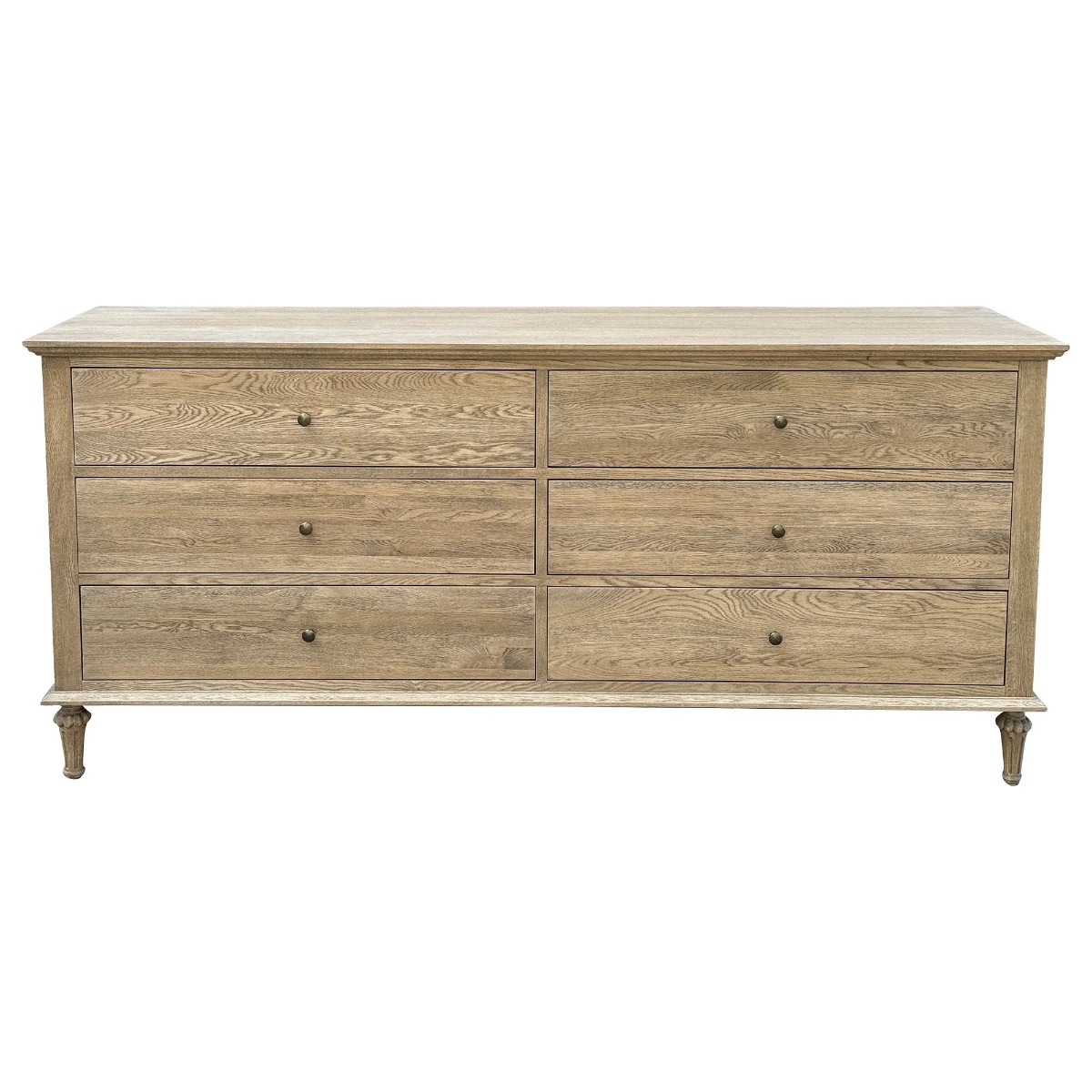 "Hampshire" Hamptons Style Solid Timber 6 Drawer Dresser, Dark Oak 183cmW x 53cmD x 84cmH (RRP $2999) - Image 2