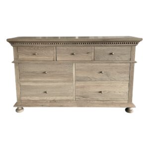 wp-image-tigress-44796.jpg "South Hampton" Hamptons Style Solid Oak Timber 7 Drawer Chest, Weathered Oak 152cmW x 46cmD x 91cmH (RRP $2999)