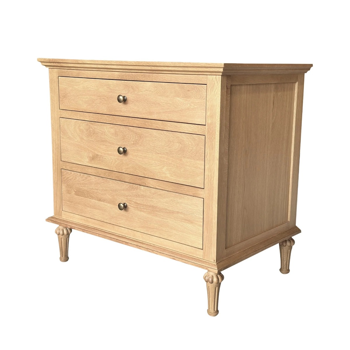 "Hampshire" Hamptons Style Solid Timber 3 Drawer Bedside Table, Natural Oak 75cmW x 49cmD x 71cmH (RRP $1499) - Image 2