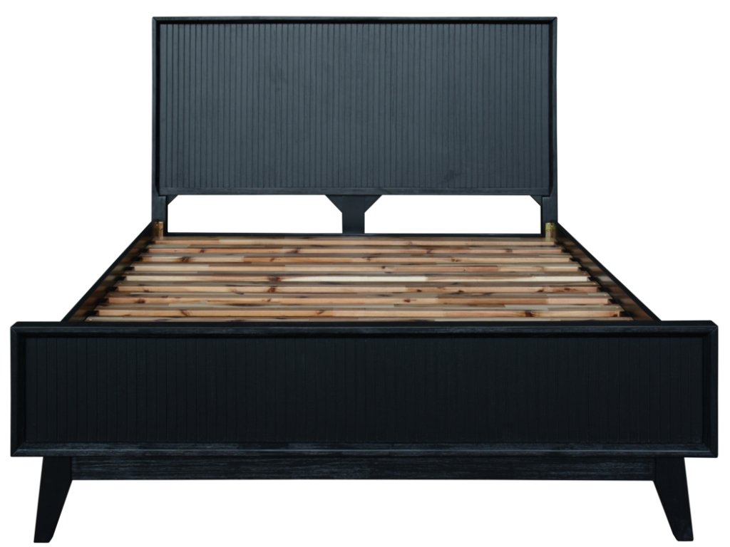 "Ellie" Hamptons Style Queen Bed, Bedsides & Tallyboy Package, Black Solid Acacia (RRP $3999) - Image 2