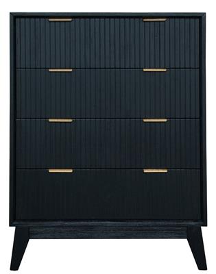 "Ellie" Hamptons Style Queen Bed, Bedsides & Tallyboy Package, Black Solid Acacia (RRP $3999) - Image 5