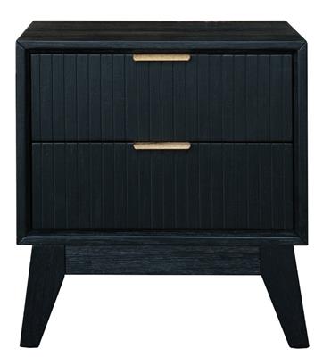 "Ellie" Hamptons Style Queen Bed, Bedsides & Tallyboy Package, Black Solid Acacia (RRP $3999) - Image 6