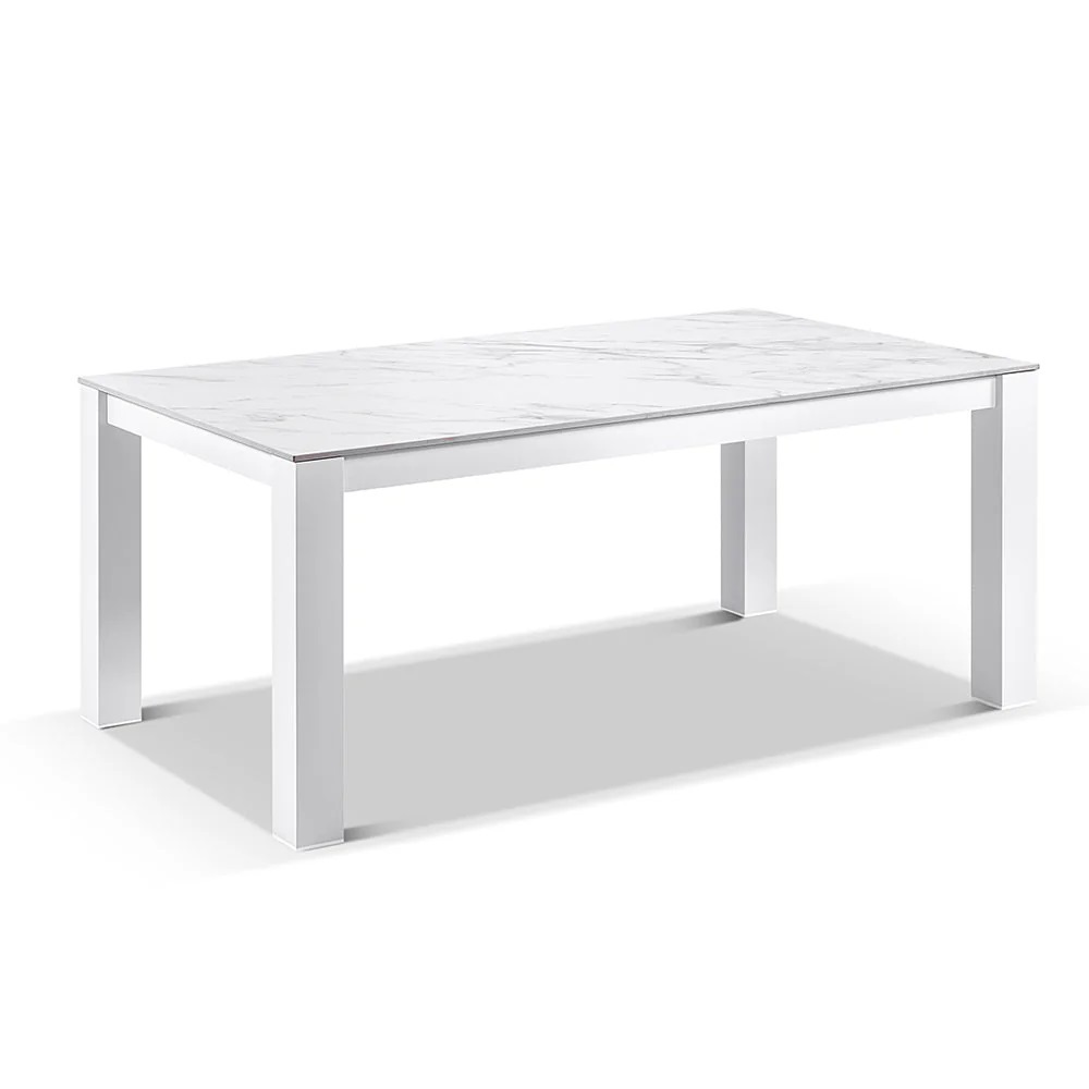 "Montego Bay" Hamptons Style Outdoor Ceramic & Aluminium Dining Table White, L180cm x D103cm x H77cm