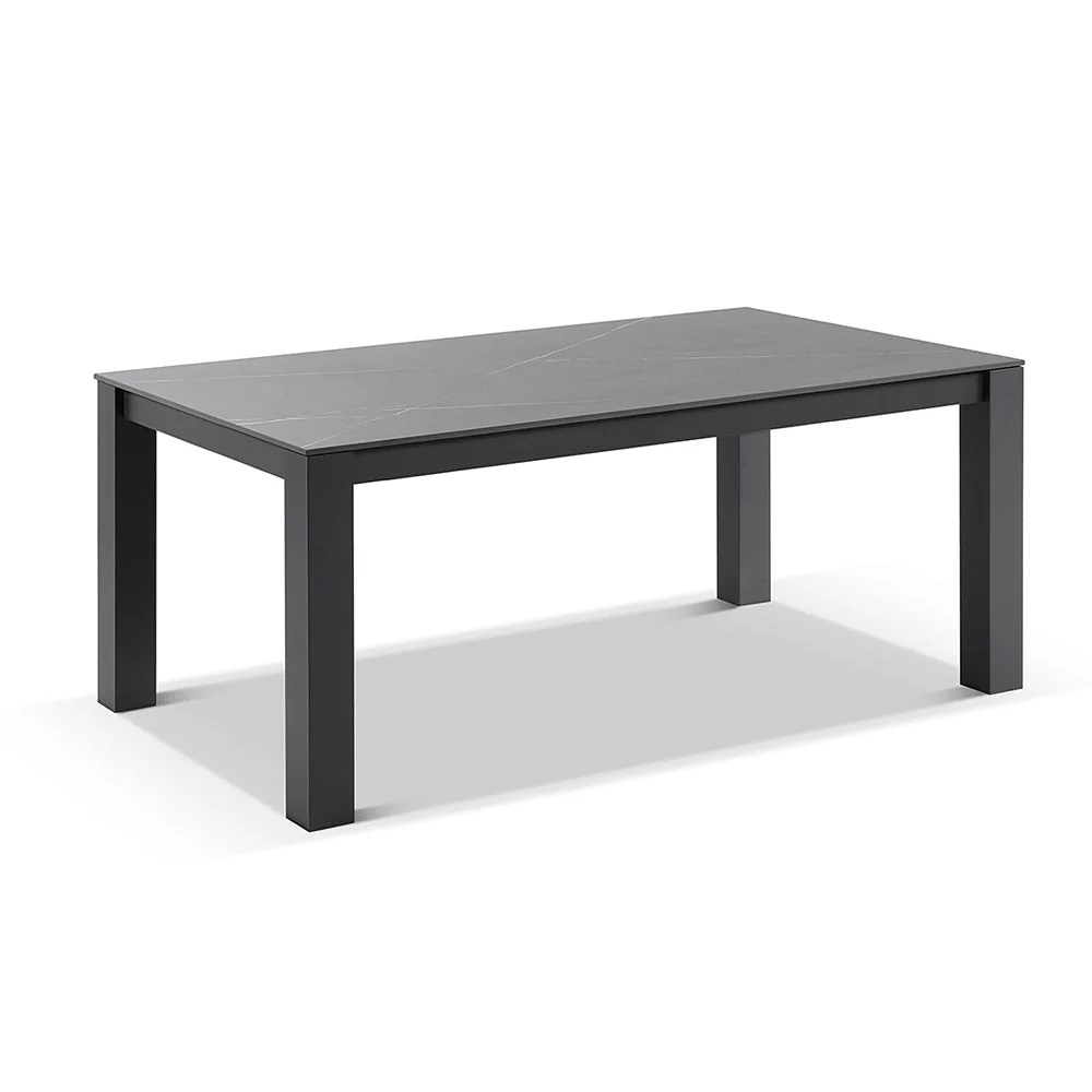 "Montego Bay" Hamptons Style Outdoor Ceramic & Aluminium Dining Table Charcoal, L180cm x D103cm x H77cm
