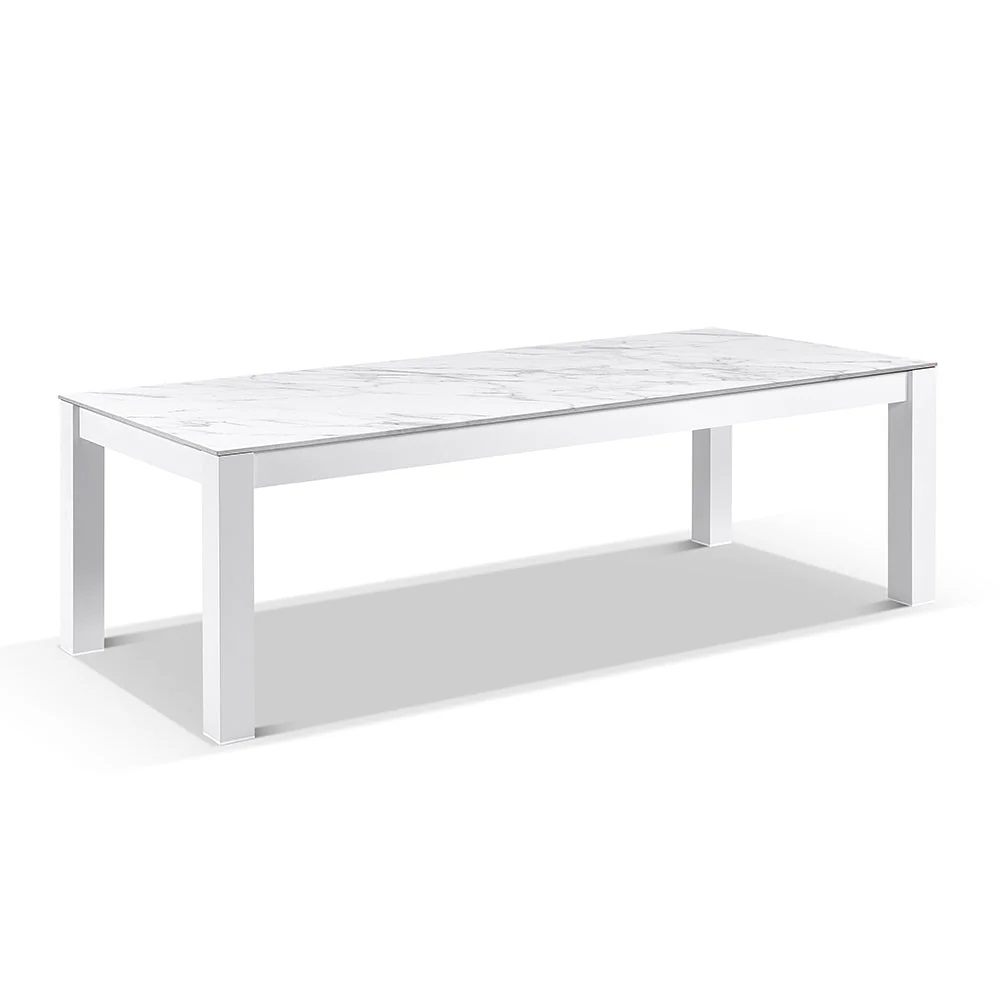 "Montego Bay" Hamptons Style Outdoor Ceramic & Aluminium Dining Table White, L250cm x D103cm x H77cm