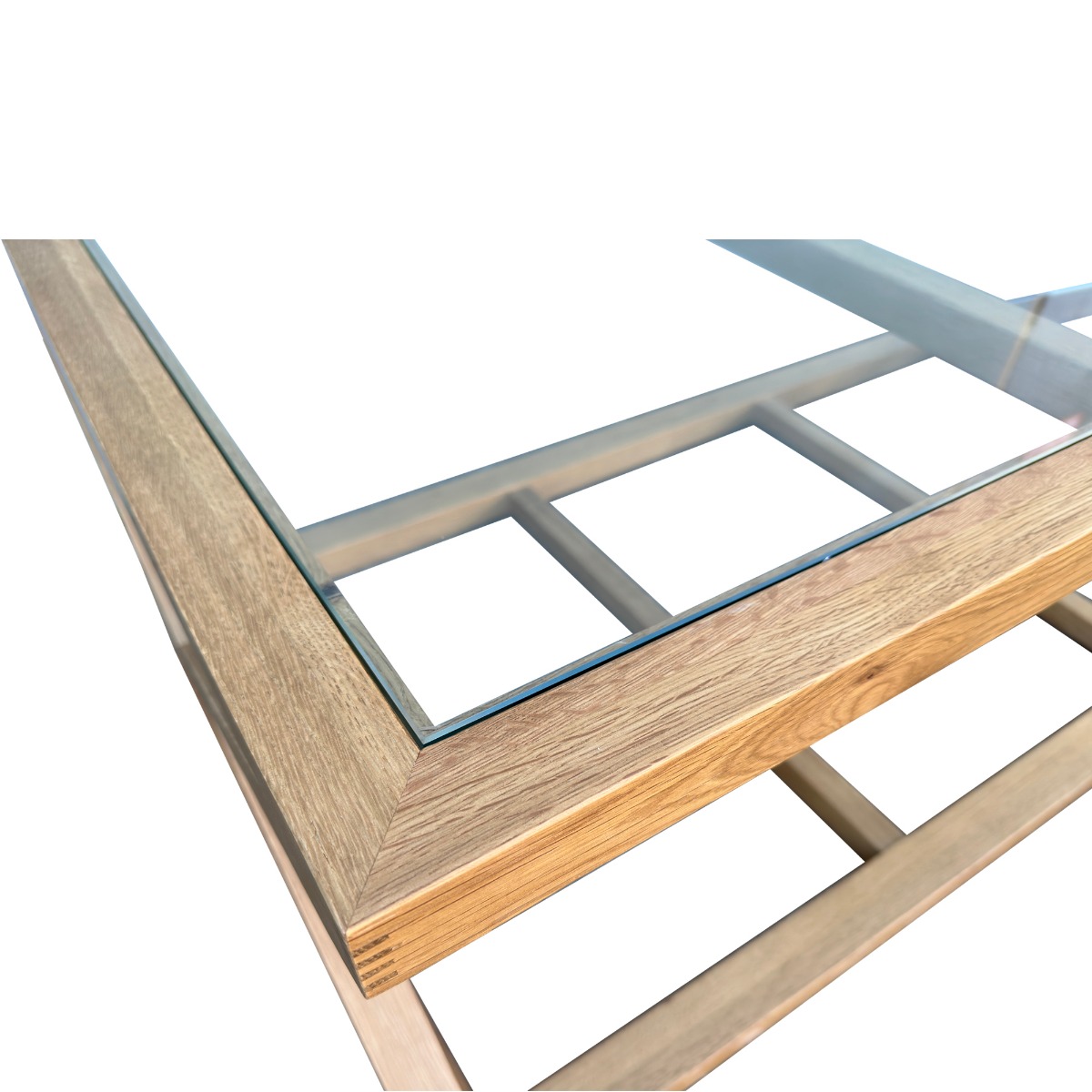 "Mirage" Hamptons Style Solid Oak Timber Glass Top Coffee Table, Natural Oak (RRP $1499) - Image 3