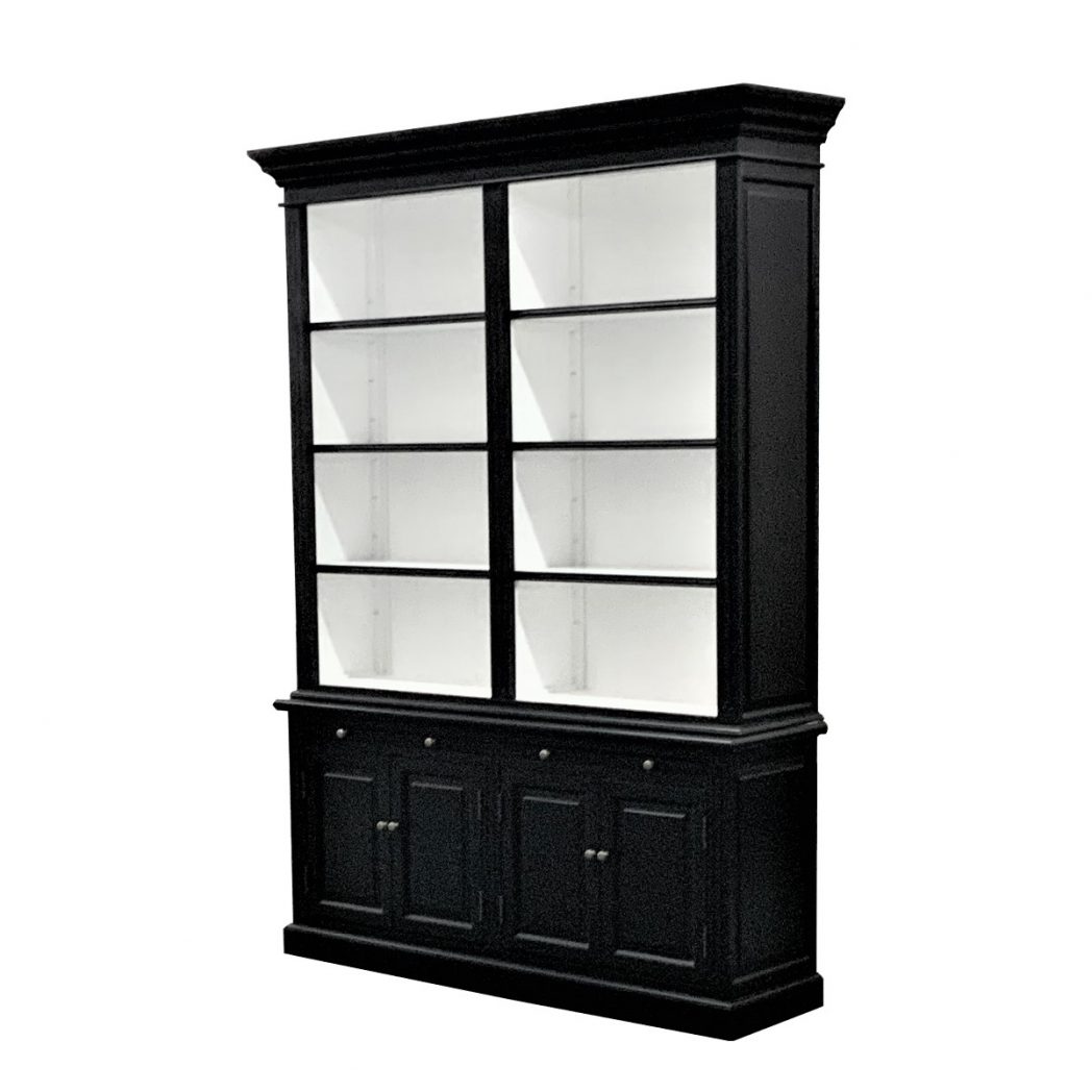 "Daydream" Hamptons Style 2-Bay Timber Library Bookcase Black (no ladder) , 170cm x 43cm x 230cmH (RRP $5999) - Image 2