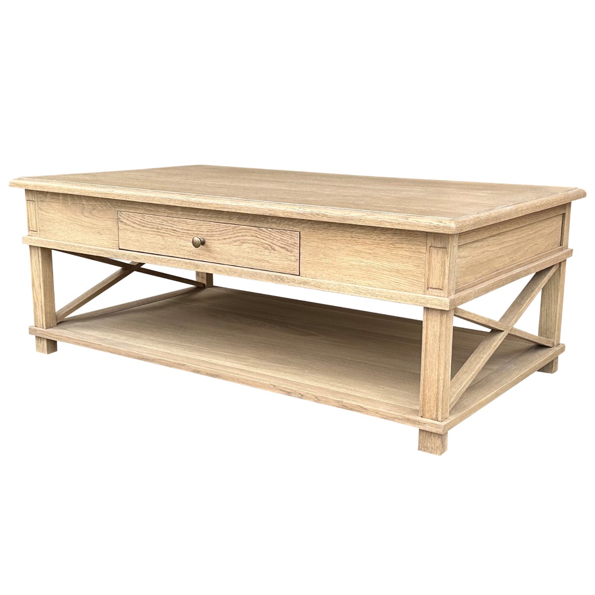 "Noosa" Hamptons Style Solid Timber Coffee Table, Weathered Oak 120cmW x 70cmD x 45cmH (RRP $1699)