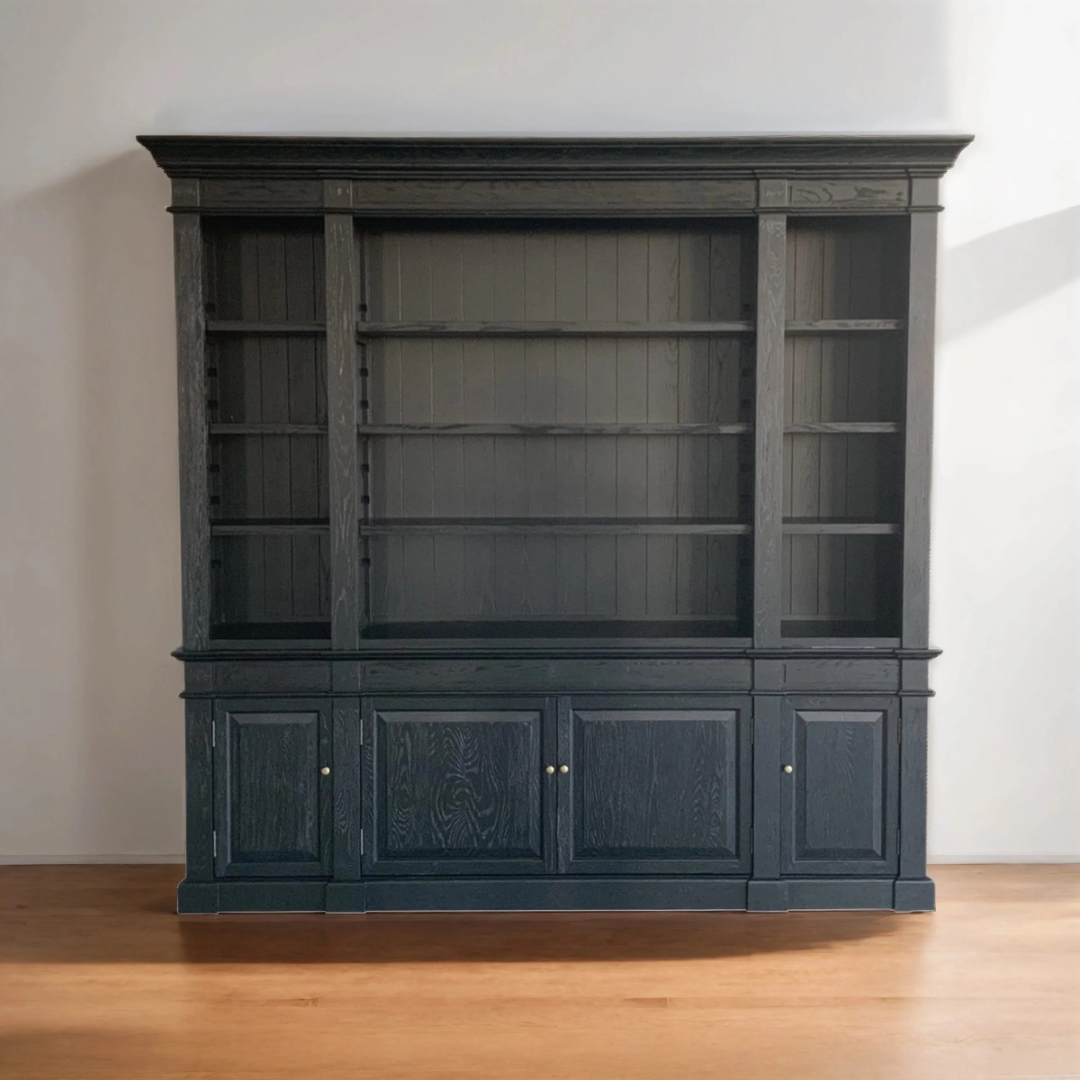 "Sanctuary" Hamptons Style Timber Library Bookcase Cabinet, Black 240 × 45 × 230 cm (RRP $8499) - Image 2