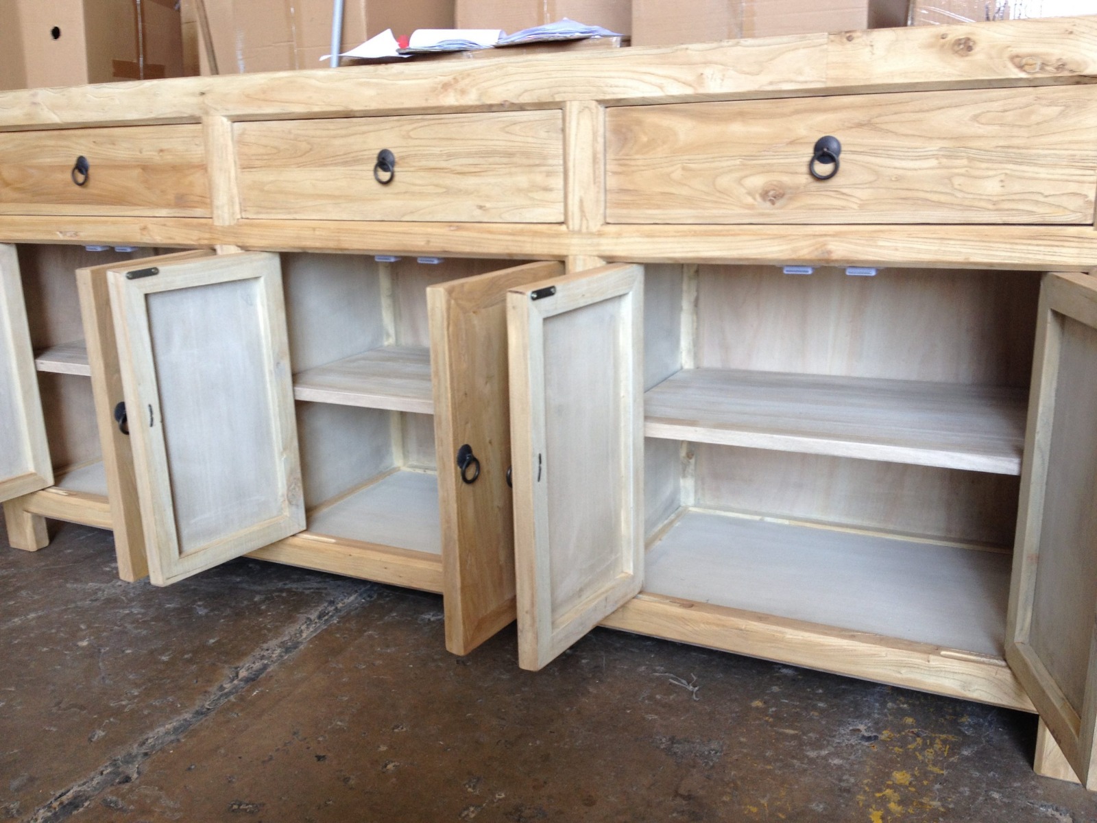 "Kingscliff" Recycled Elm Timber 3 Drawer 6 Door Sideboard, 200cm x 45cm x 90cm (RRP $2999) - Image 3