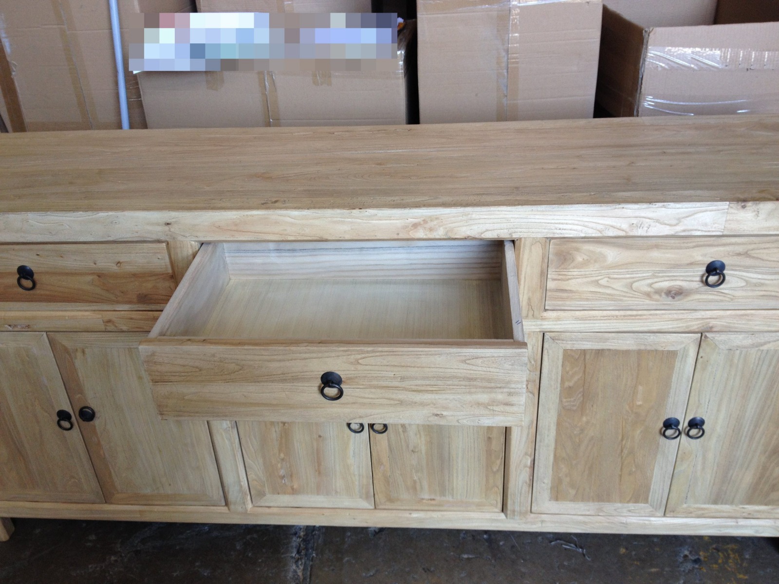 "Kingscliff" Recycled Elm Timber 3 Drawer 6 Door Sideboard, 200cm x 45cm x 90cm (RRP $2999) - Image 5