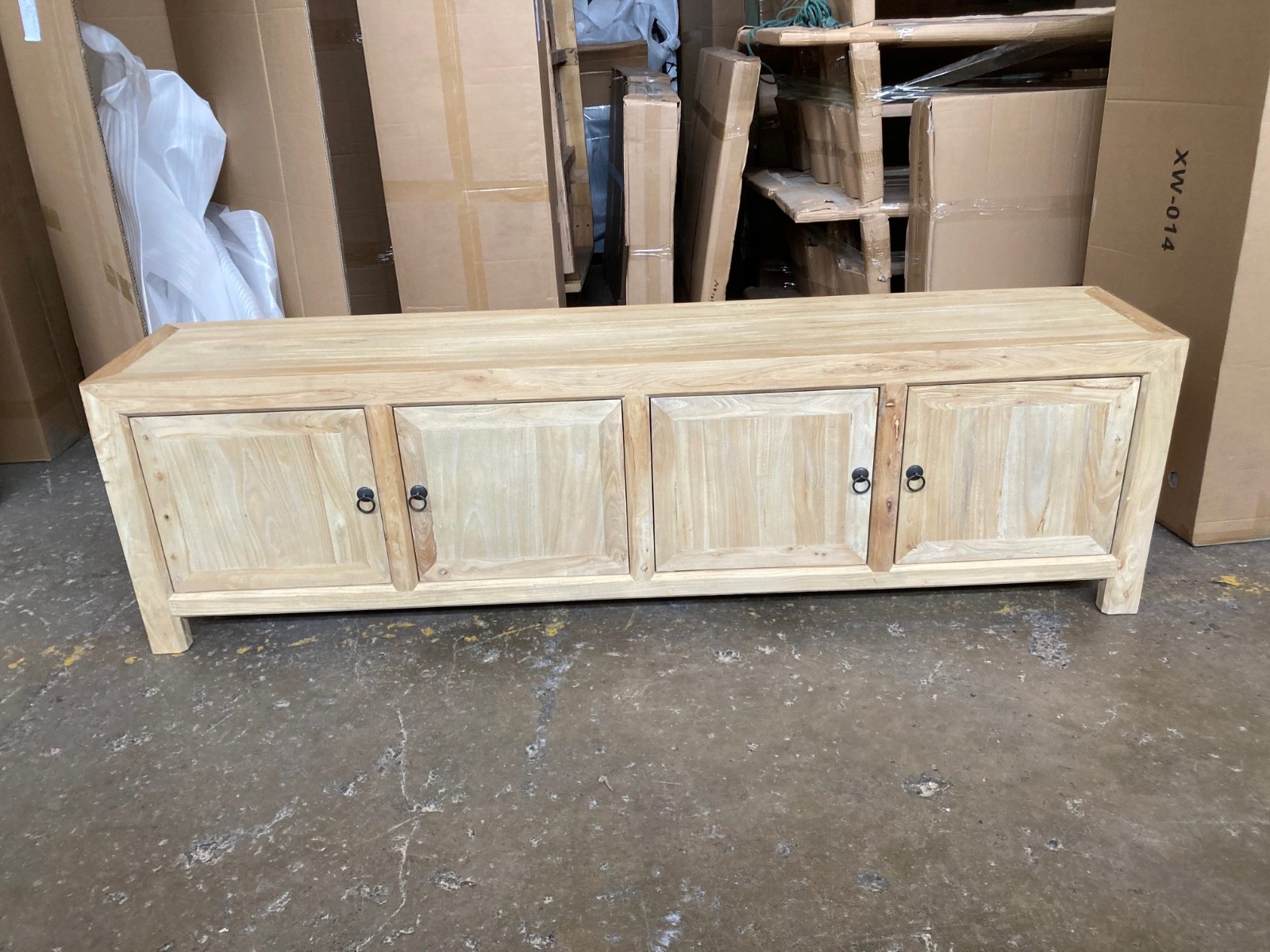 "Kingscliff" Recycled Elm Timber 4 Door TV Entertainment Unit, 200cm x 40cm x 58cm (RRP $1999) - Image 2