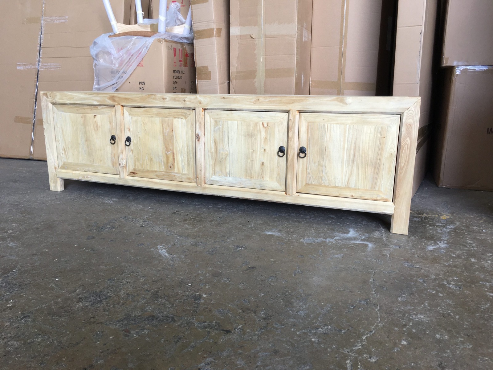 "Kingscliff" Recycled Elm Timber 4 Door TV Entertainment Unit, 200cm x 40cm x 58cm (RRP $1999) - Image 3