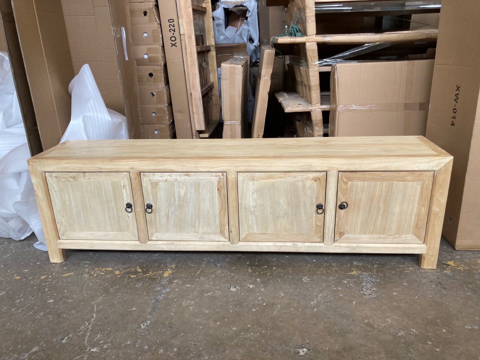 "Kingscliff" Recycled Elm Timber 4 Door TV Entertainment Unit, 200cm x 40cm x 58cm (RRP $1999) - Image 5
