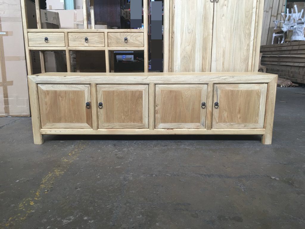 "Kingscliff" Recycled Elm Timber 4 Door TV Entertainment Unit, 200cm x 40cm x 58cm (RRP $1999) - Image 6