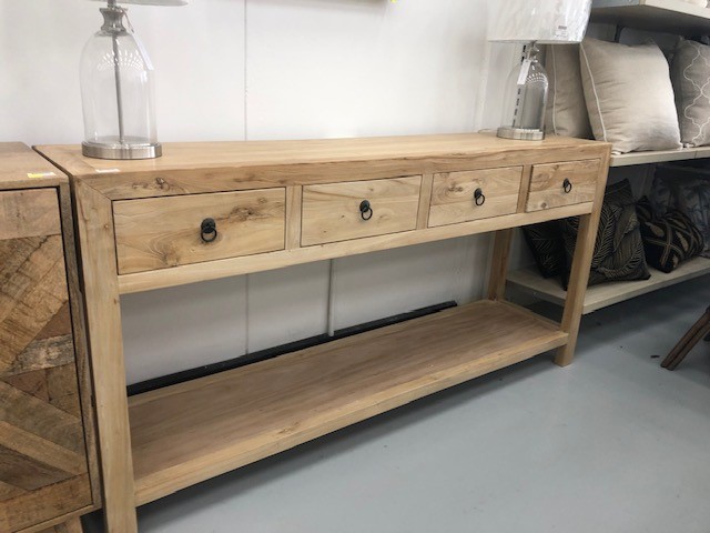"Kingscliff" Recycled Elm Timber 4 Drawer Hall Table, 174cm x 40cm x 84cm (RRP $1999) - Image 4