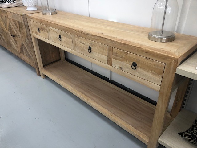 "Kingscliff" Recycled Elm Timber 4 Drawer Hall Table, 174cm x 40cm x 84cm (RRP $1999) - Image 5