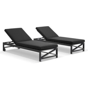 wp-image-tigress-45118.jpg "Montego Bay" Hamptons Style Aluminium Set of 2 Sun Lounges in Charcoal with Dark Grey Cushions & Wheels (RRP $3499)
