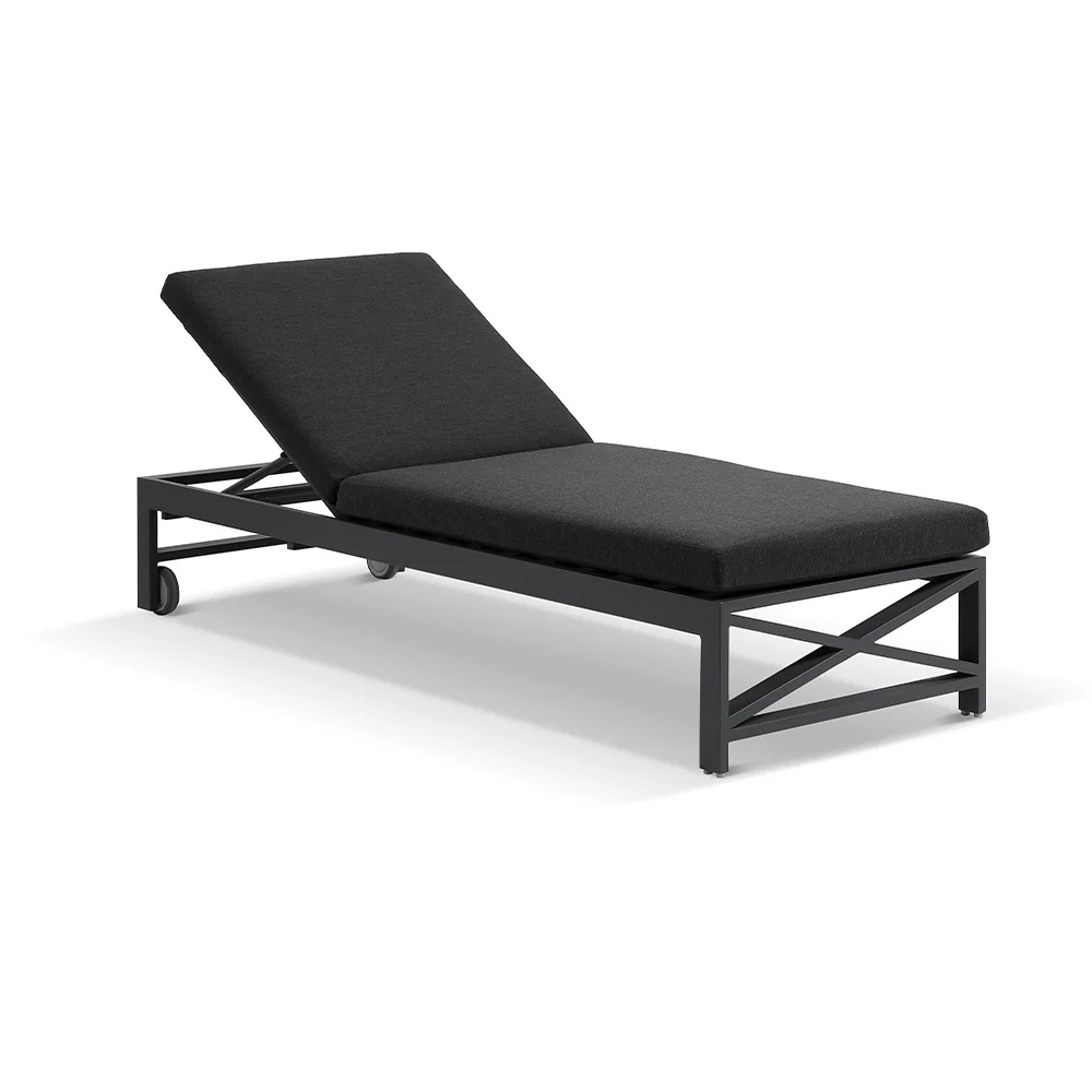 "Montego Bay" Hamptons Style Aluminium Sun Lounge Charcoal Dark Grey Cushions with wheels (RRP $1999)