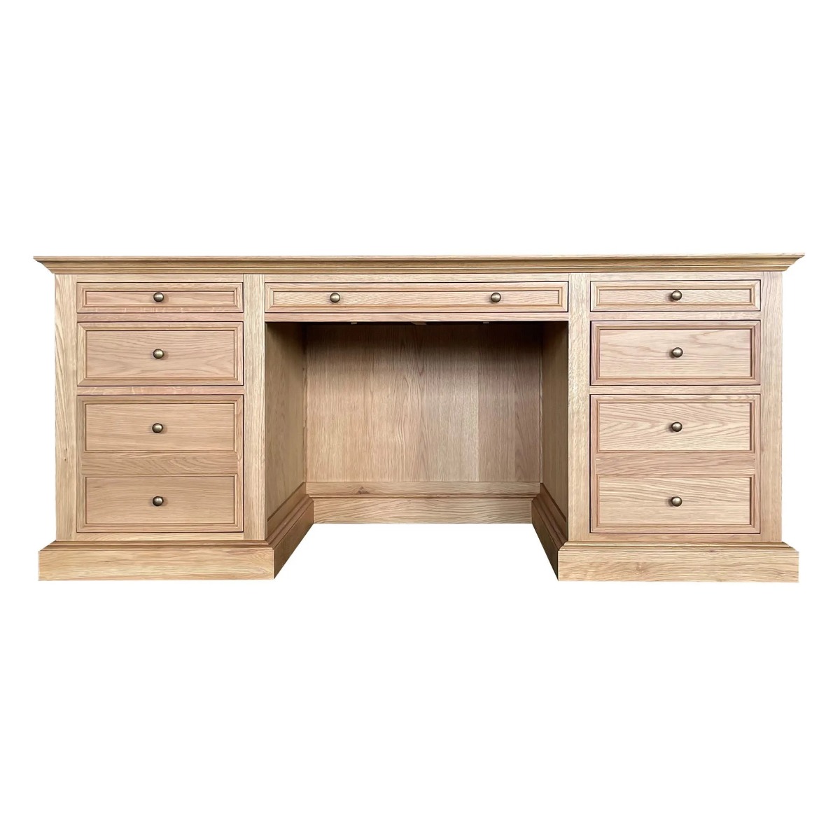 "Maine" Hamptons Style Timber Executive Desk Natural Oak, 180cmW x 74cmD x 78cmH (RRP $3999)