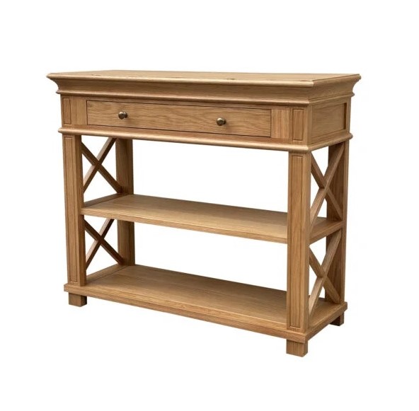 "Northampton" Hamptons Style Timber Hall Console Table Natural Oak, 95cmW x 30cmD x 80cmH (RRP $1499)