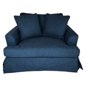 wp-image-tigress-45192.jpg "Somerset" Hampton Style Fabric 1.5 Seater Occasional Chair Armchair Feather Filled with Removable Covers, Navy 134cmW x 115cmD x 91cmH (RRP $2499)