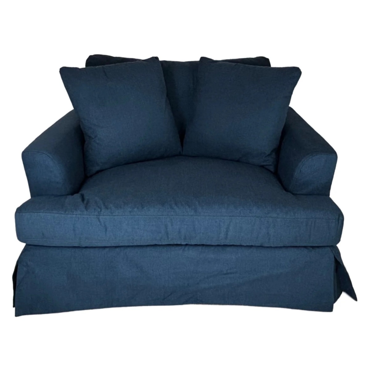 "Somerset" Hampton Style Fabric 1.5 Seater Occasional Chair Armchair Feather Filled with Removable Covers, Navy 134cmW x 115cmD x 91cmH (RRP $2499)