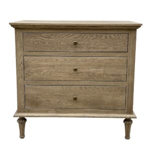 "Hampshire" Hamptons Style Solid Timber 3 Drawer Bedside Table, Dark Oak 75cmW x 49cmD x 71cmH (RRP $1299)