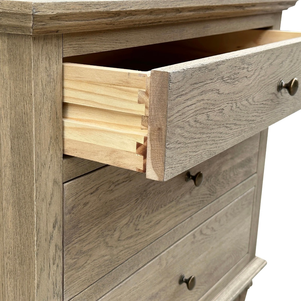 "Hampshire" Hamptons Style Solid Timber 3 Drawer Bedside Table, Dark Oak 75cmW x 49cmD x 71cmH (RRP $1299) - Image 3