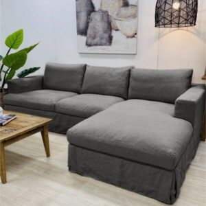 wp-image-tigress-45204.jpg "Southampton" Hamptons Style Fabric 3 Seater Chaise Sofa Lounge Feather Filled with Removable Slip Covers, Hamptons Grey (RRP $4499)