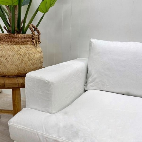 "Southampton" Hamptons Style Fabric 2.5 Seater Sofa Bed Lounge Feather Filled with Removable Slip Covers, White (RRP $3499) - Image 3