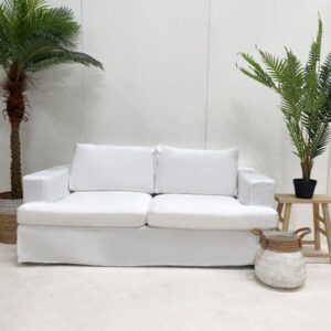 "Southampton" Hamptons Style Fabric 2.5 Seater Sofa Bed Lounge Feather Filled with Removable Slip Covers, White (RRP $3499)