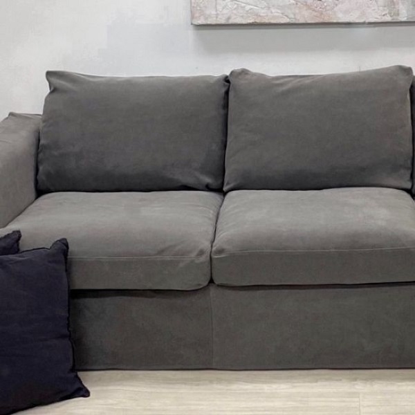 "Southampton" Hamptons Style Fabric 2.5 Seater Sofa Bed Lounge Feather Filled with Removable Slip Covers, Hamptons Grey (RRP $3499) - Image 3