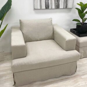 wp-image-tigress-45232.jpg "Southampton" Hamptons Style Fabric Armchair Feather Filled with Removable Slip Covers, Linen (RRP $2499)