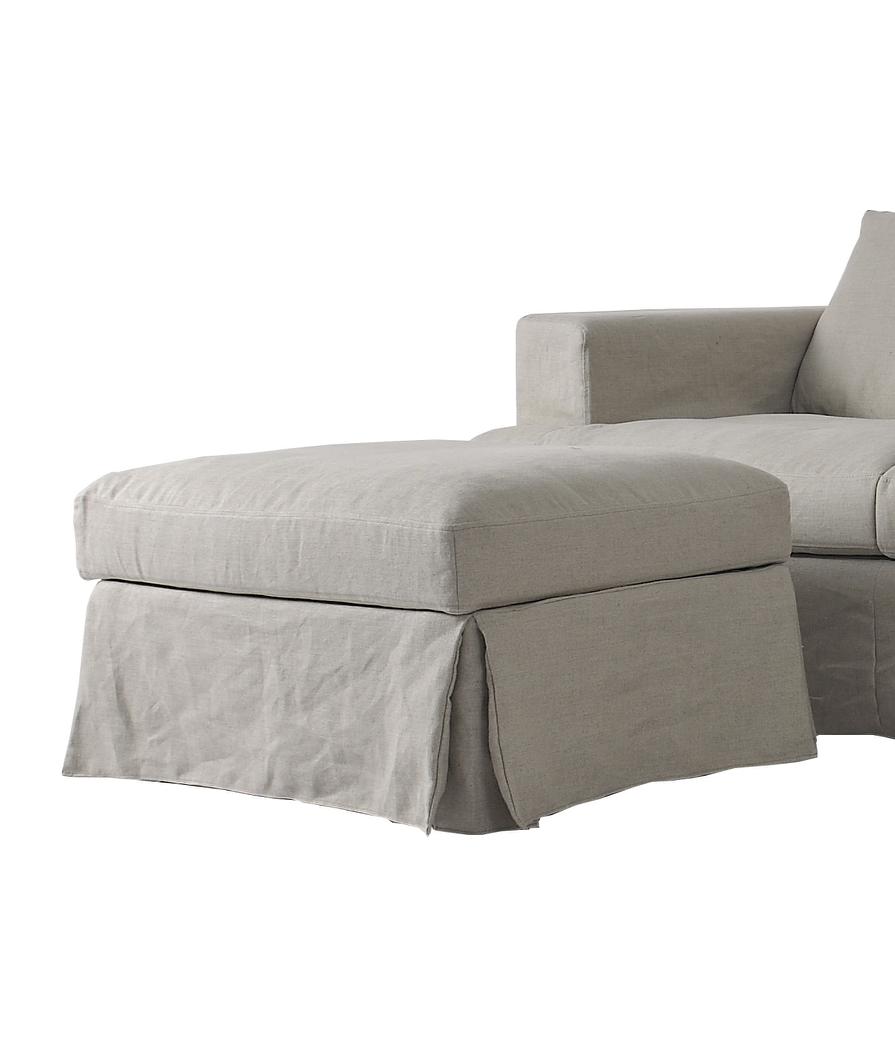 "Southampton" Hamptons Style Fabric Ottoman Footstool Feather Filled with Removable Slip Covers, Linen (RRP $999) - Image 2