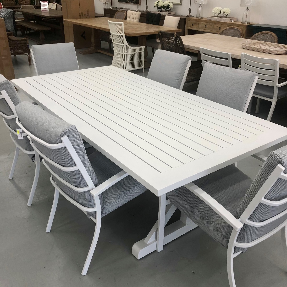 "Santorini" Resort Style Outdoor Package with Aluminium Dining Table in White 220x110cm & 6 High Back Dining Chairs (RRP $3499) - Image 3