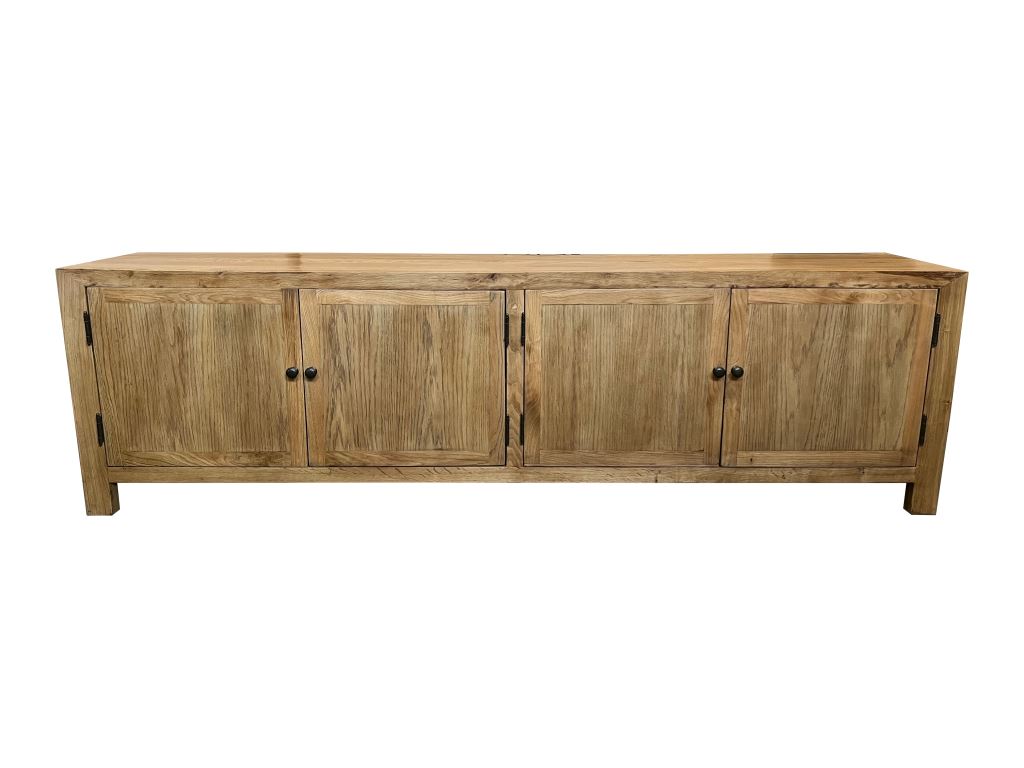 "Bahamas" Hamptons Style Oak 4 Door Entertainment TV Unit, 200cm x 40cm x 58cmH (RRP $2099)