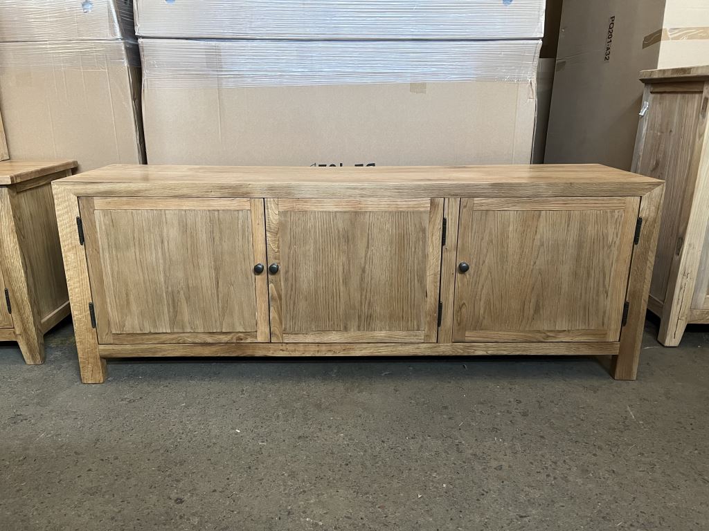 "Bahamas" Coastal Style Oak 3 Door Entertainment TV Unit, 160cm x 40cm x 58cmH (RRP $1699) - Image 3