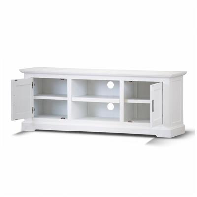 "Cove" Hamptons Style TV Unit 2 Door 2 Niche, Brushed White, 160cmW x 45cmD x 60cmH (RRP $1199) - Image 2