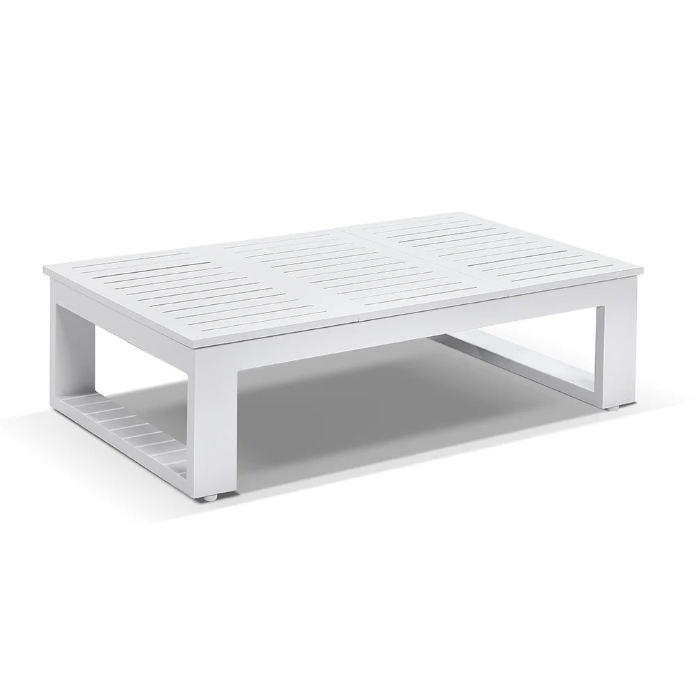 "Hawaii" Hamptons Style Outdoor Modular Lounge Setting + Armchair with Coffee Table, White Olefin Grey Cushions (RRP $4999) - Image 3