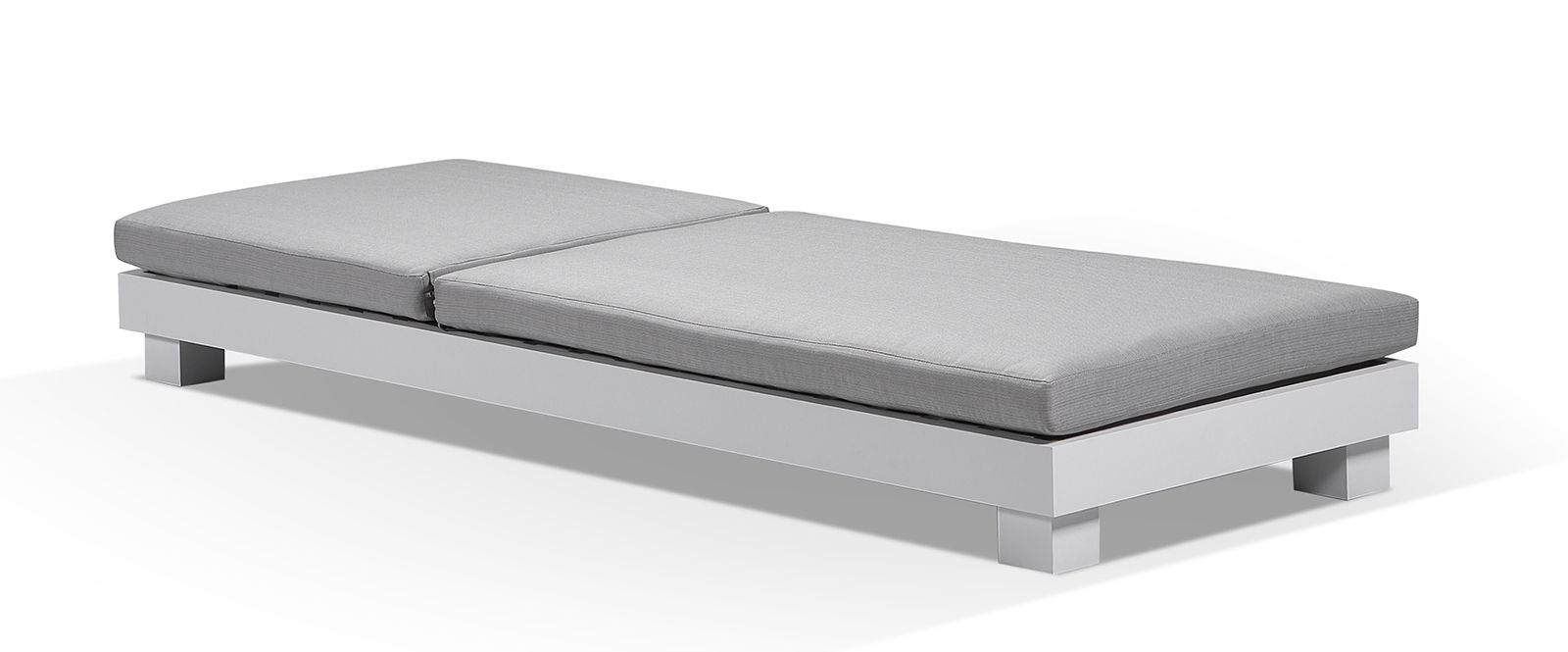 "Hawaii" Hamptons Style Aluminium Sun Lounge Set in White with Olefin Grey Cushions + Teak Top Round Side Table (RRP $3999) - Image 3