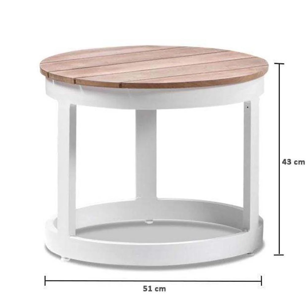 "Hawaii" Hamptons Style Aluminium Sun Lounge Set in White with Olefin Grey Cushions + Teak Top Round Side Table (RRP $3999) - Image 2